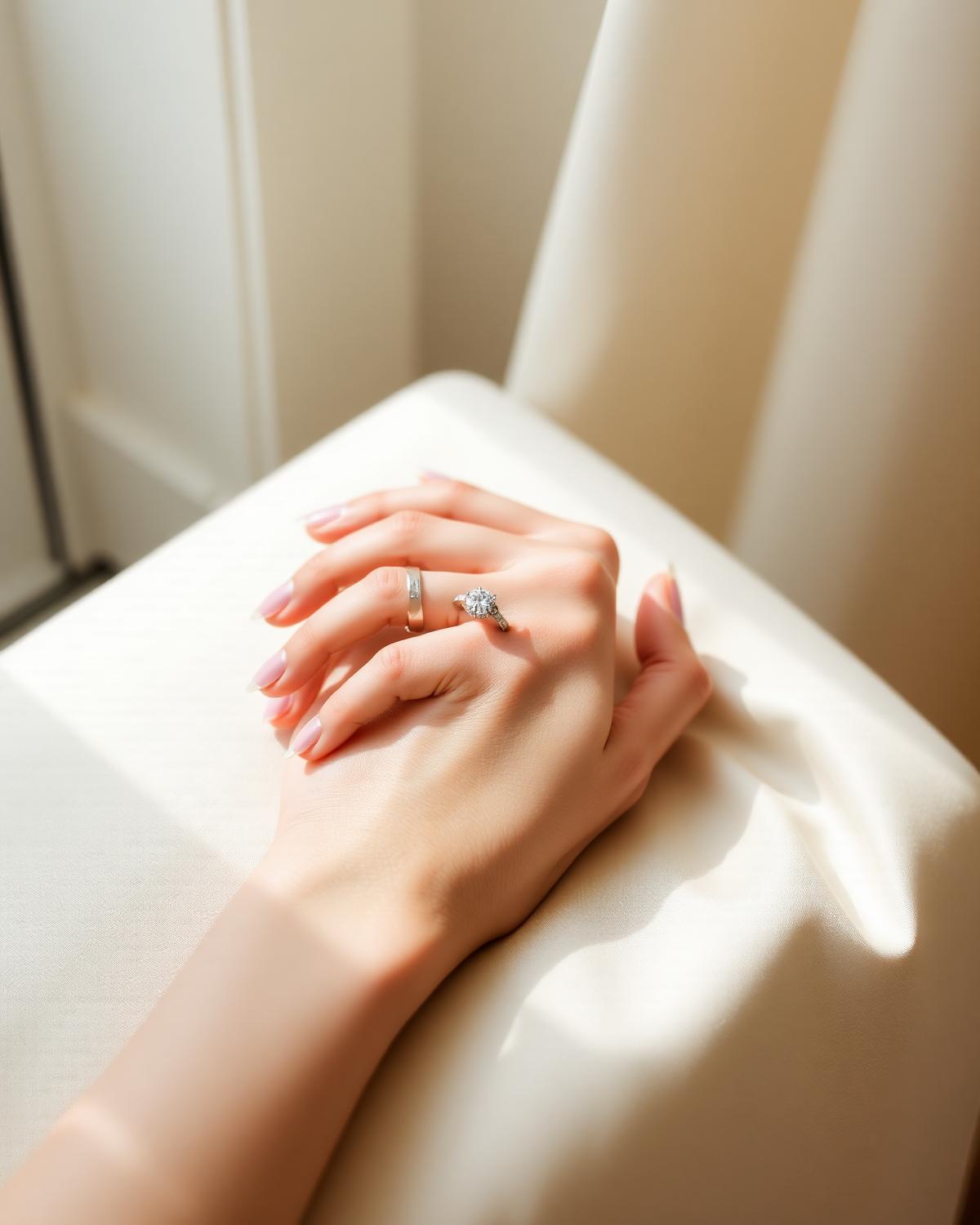 A completed bespoke diamond ring